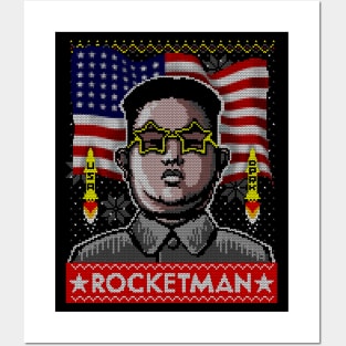 Rocketman Kim Jong-Un Ugly Christmas Sweater Posters and Art